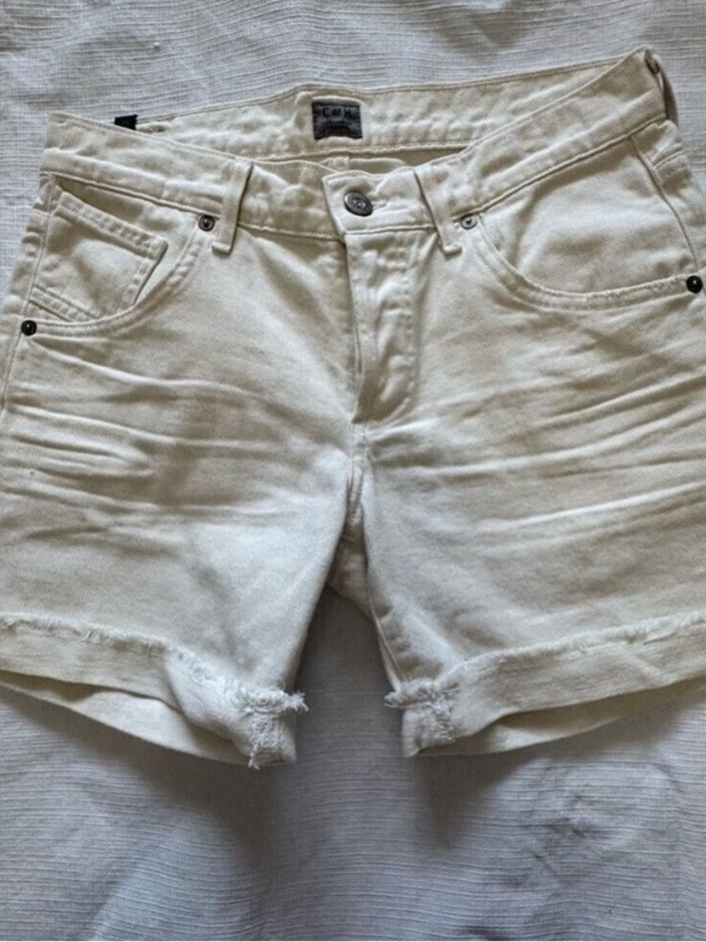 Citizens Of Humanity white Jean Shorts Distressed Cuffed